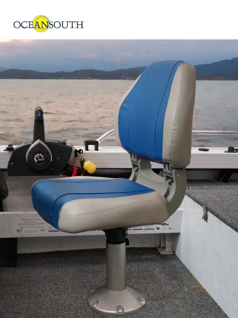 Кресло мягкое складное Sirocco класса Люкс для катеров и лодок OceanSouth серый/синий